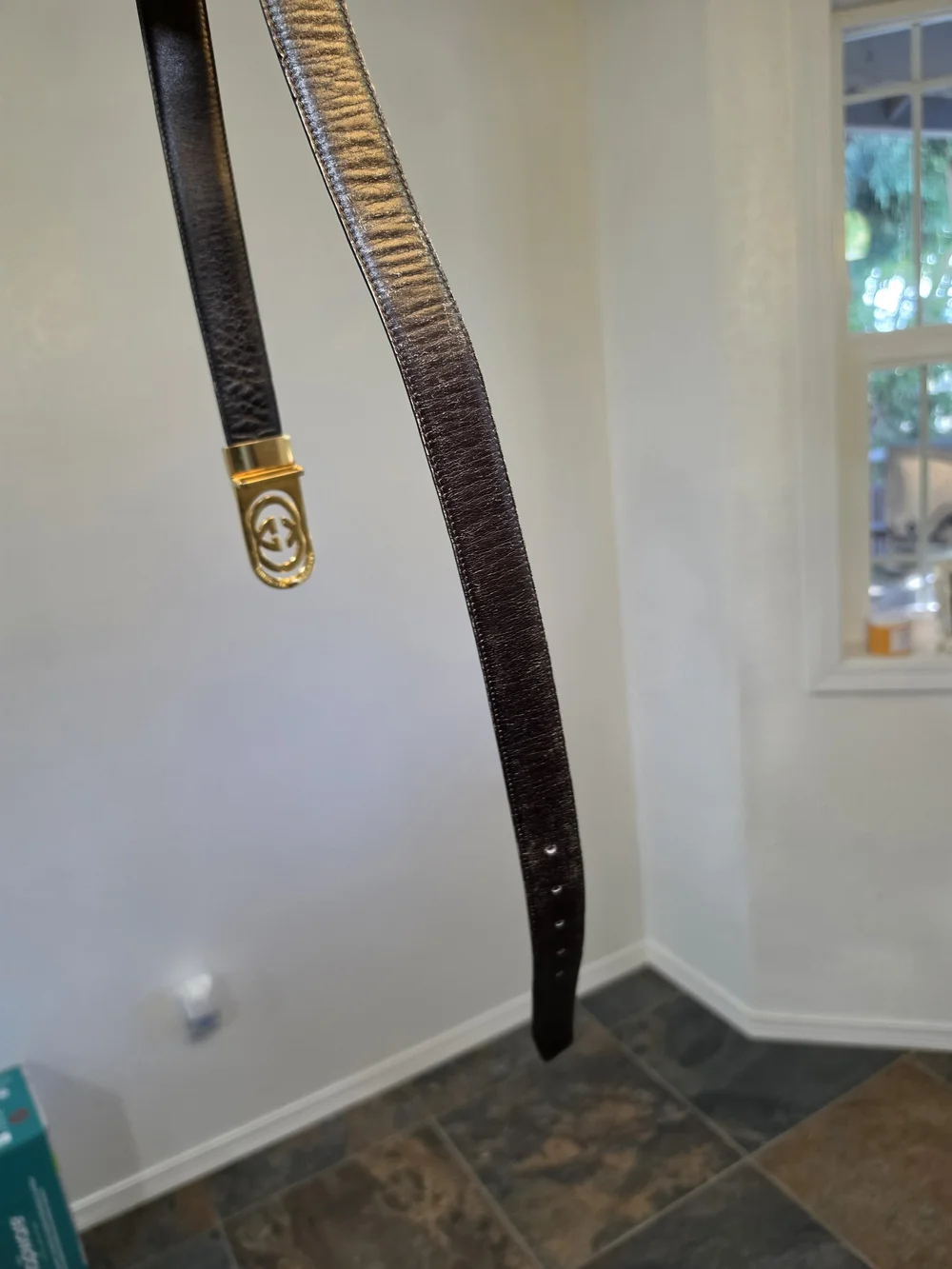 Rare Vintage Gucci Interlocking GG Distressed Leather Belt